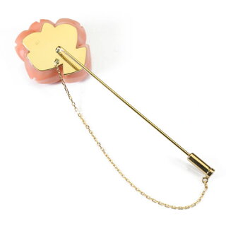桃珊瑚バラの花ピンブローチ