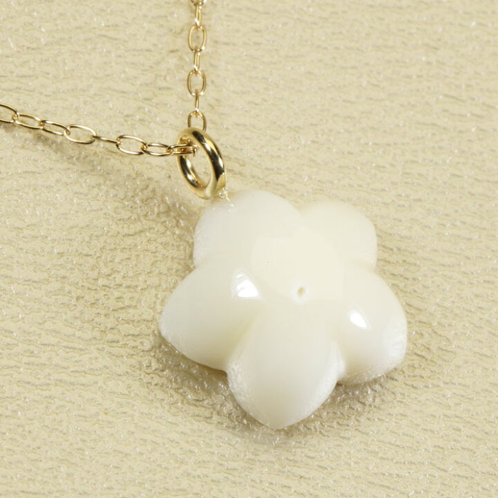 楽天市場】白珊瑚 ネックレス ペンダント プルメリア 花 一粒 K18 