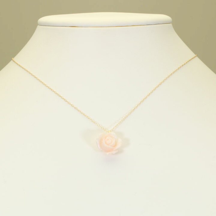 楽天市場】ピンク ミッド珊瑚 ネックレス ペンダント 一粒 薔薇 花 