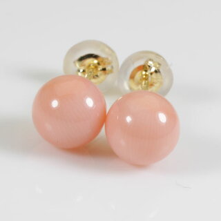 桃珊瑚まがいボケピアス