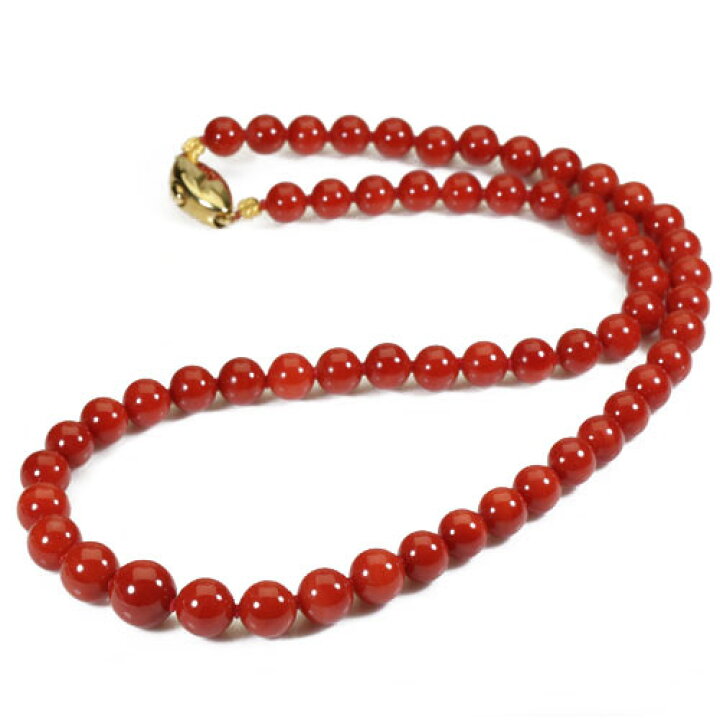 楽天市場】赤珊瑚 ネックレス 48cm K18 イエローゴールド 無染色  