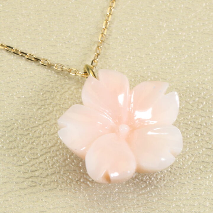 楽天市場】ミッド 珊瑚 ピンク ペンダント ネックレス 桜 花 一粒 K18 