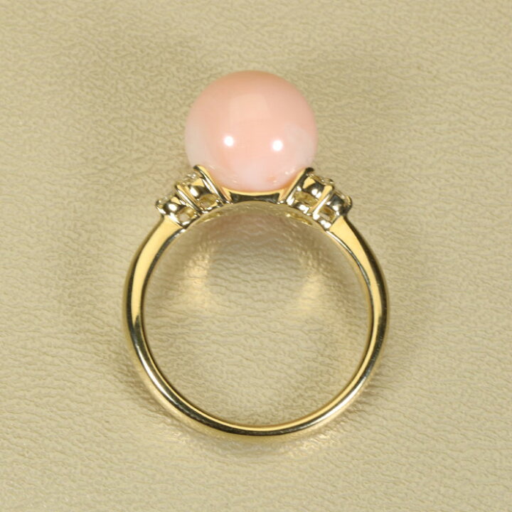 楽天市場】ミス珊瑚 ピンク リング 指輪 丸玉 K18 18金 イエロー  