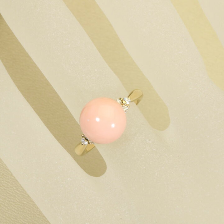 楽天市場】ミス珊瑚 ピンク リング 指輪 丸玉 K18 18金 イエロー  