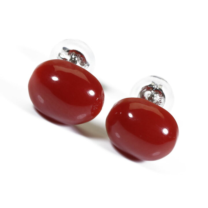楽天市場】血赤 珊瑚 ピアス 無染色 Pt900 プラチナ SANSUI レッド 