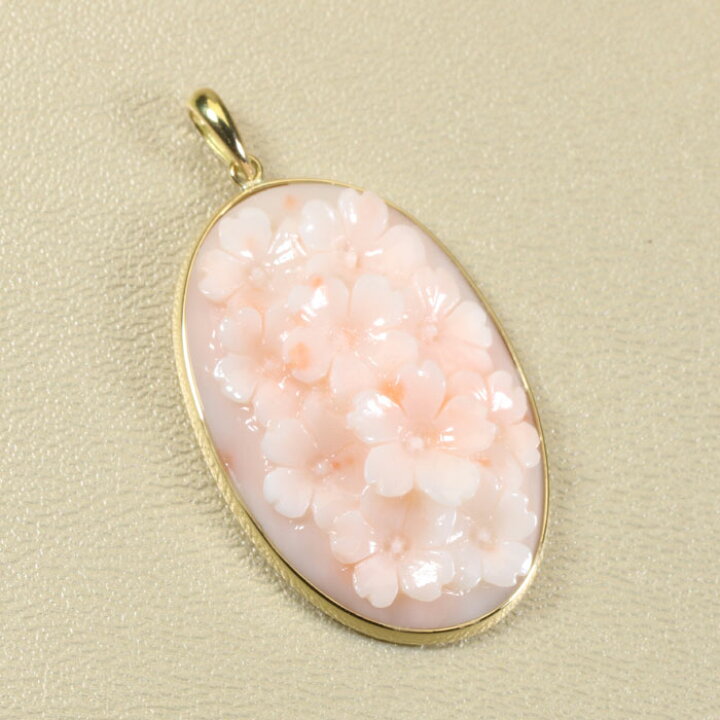 楽天市場】ミッド 珊瑚 ピンク ペンダント ネックレス 桜 花 K18 