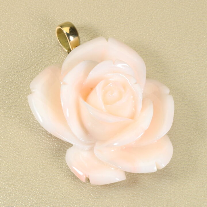 楽天市場】ミッド珊瑚 ピンク ペンダント 薔薇 バラ 花 K18 イエロー 