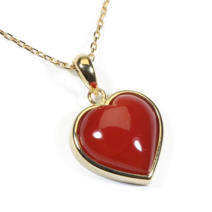 楽天市場】血赤珊瑚 ネックレス ペンダント ハート 無染色 K18YG 18金  