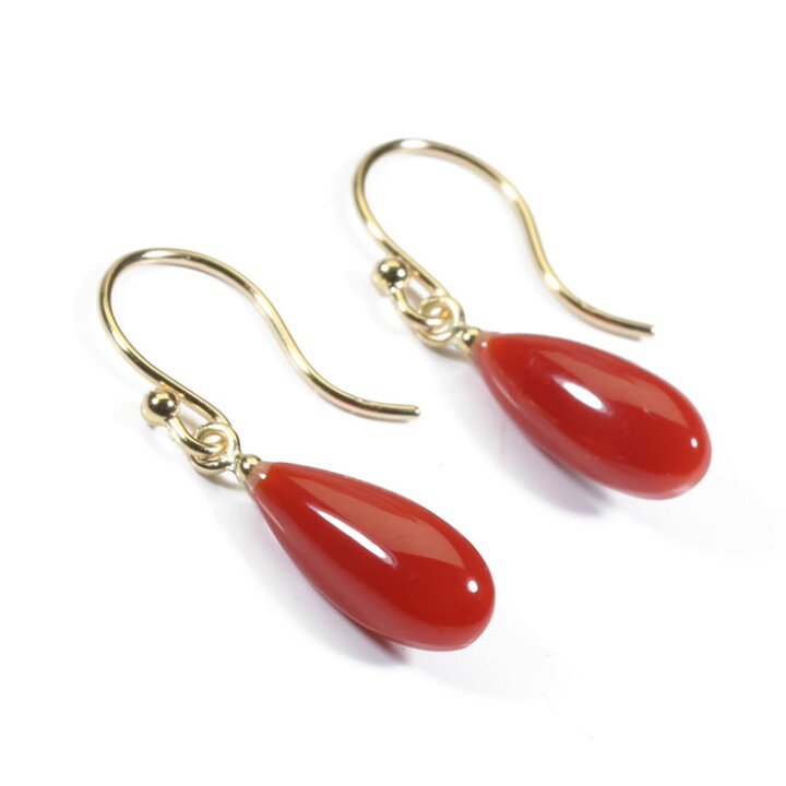 楽天市場】【スーパーSALE 20％OFFクーポン】赤珊瑚 ピアス しずく 