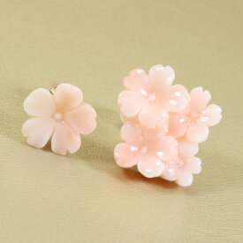 深海 珊瑚 ピンク ピアス 桜 花 K18YG イエローゴールド 無染色 SANSUI レディース 女性 ファッション アクセサリー ジュエリー 還暦祝い 珊瑚婚式 3月誕生石 ラッピング無料 送料無料 高知 土佐