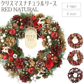 【クリスマスナチュラルリース/RED NATURAL】送料無料 クリスマスリース 装飾 Xmas Christmas ドライリース フラワーアレンジメント 北欧 インテリア 雑貨 玄関飾り 壁掛け 装飾 誕生日 プレゼント 記念日 贈り物 ギフト 天然素材