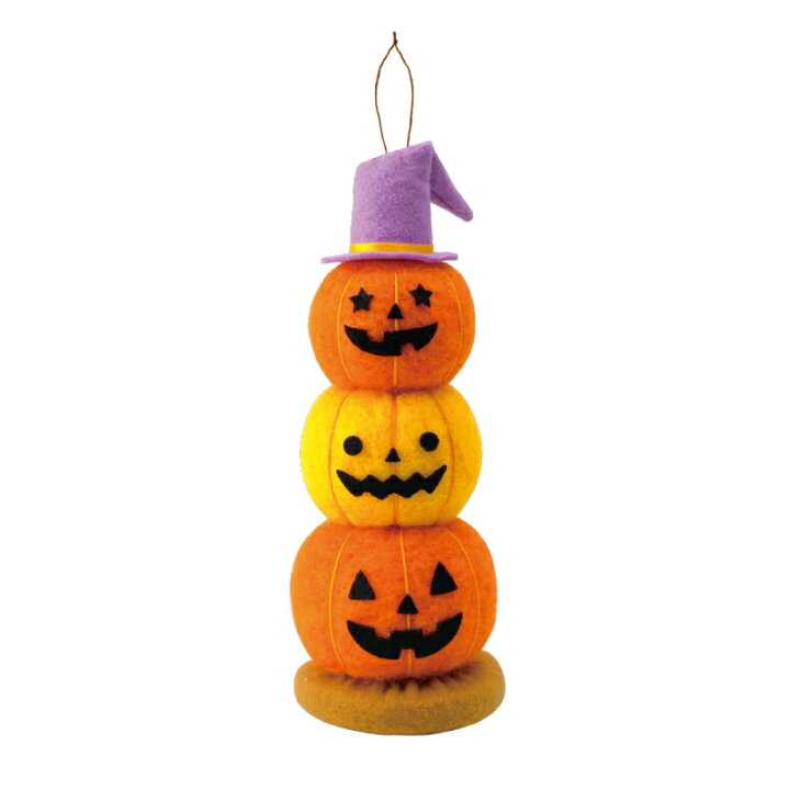 楽天市場】【ハロウィン羊毛フェルトオーナメント】【3段かぼちゃ 