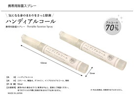 【ハンディアルコール携帯用除菌スプレー】アルコール70％配合 除菌スプレー ペンタイプ 持ち運び便利 外出用 携帯用 除菌 清潔 衛生管理 感染症 予防 対策 幼稚園 保育園 ママ友 子育て 販促品 粗品 ノベルティ プチギフト備品 プレゼント 記念品