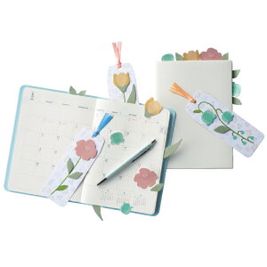 【フラワーブックマークふせん】付箋 しおり ステーショナリー フラワーデザイン かわいいパッケージ メモ書き 目印 文具 雑貨 普段使い 学生 学校 塾 勉強 読書 施設 店舗 プチギフト プレ