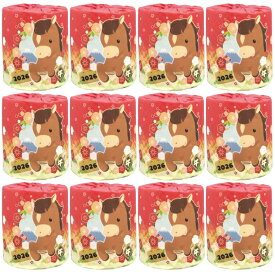 【12個セット販売/送料無料】【干支（午）1R】2026年 令和8年 謹賀新年 お年賀 干支グッズ 干支デザイン 干支パッケージ トイレットペーパー ノベルティ 午年 うま年 年末年始 お正月アイテム 謹賀新年 福袋 新春 迎春 御挨拶 粗品 イベント 抽選会 景品 プチギフト