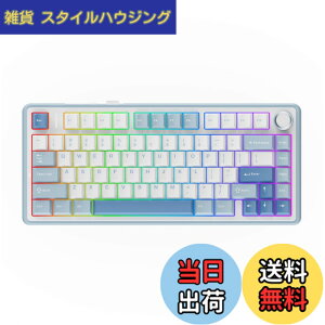 �y���������zEPOMAKER x Aula F75 �Q�[�~���O�L�[�{�[�h �K�X�P�b�g ���J�j�J���L�[�{�[�h 5�w�p�b�h���m�u�t�� 75% ���C�����X �z�b�g�X���b�p�u�� Bluetooth/2.4GHz/USB-C RGB �Z�K�F�؎擾 (Sea Salt Blue, L