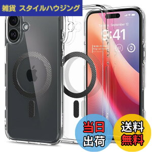 �y���������zSpigen iPhone 16 Plus �P�[�X �N���A MagSafe�Ή� �ϏՌ� �X�g���b�v�z�[�� ���ϖh�~ �o���p�[ �ČRMIL�K�i �E���g���E�n�C�u���b�h�E�}�O�t�B�b�g ACS08077 (�J�[�{���E�t�@�C�o�[)