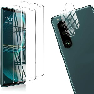 �y���������z�y4���Z�b�g�z2�� FOR Sony Xperia 5 III SO-53B/SOG05 �p�̃K���X�t�B���� + 2�� FOR Xperia 5 III SO-53B/SOG05 �p�� �J���� �t�B���� �����^ �����K���X �ی�t�B���� FOR SO-53B/SOG05 �p�̈��Ɏq�� ��