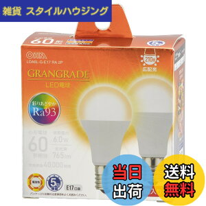 �y���������z�I�[���d�@ LED�d�����` E17 60�`����/60W���� �d���F Ra93�����F �����Ή� �f�M�ގ{�H���Ή� �~�j�N���v�g���` 5�N 2�� LDA6L-G-E17 RA 2P 06-5566 OHM