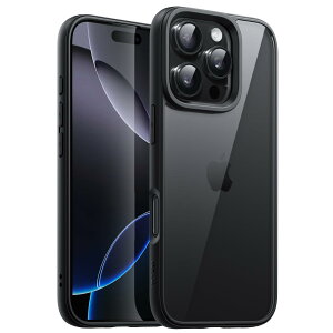 �y���������zJETech iPhone 16 Pro 6.3�C���`�p �P�[�X �ϏՌ��X�}�z�o���p�[�J�o�[ �\���b�h�J���[ �}�b�gTPU�t���[�� �����h�~ �N���A�o�b�N (�u���b�N)