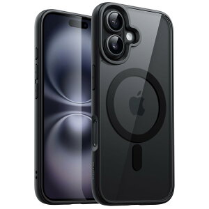 �y���������zJETech iPhone 16 Plus 6.7�C���`�p �}�O�l�b�g �P�[�X MagSafe�ɑΉ� �Ռ��z�� �o���p�[�J�o�[ �\���b�h�J���[�}�b�gTPU�t���[�� �����h�~ �N���A�o�b�N (�u���b�N)