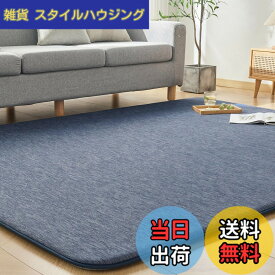 【送料無料】VK Ingeroom カーペット 夏用 極厚30mm 冷感ラグ 厚手 接触冷感 【ひんやりxもっちり】 涼しい 色：ネイビー、サイズ：190x190cm