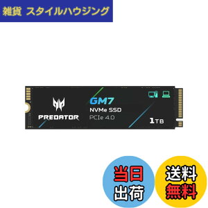 �y���������zAcer Predator M.2 SSD GM7 NVMe2.0 2280 PCIe Gen4x4 ������(�ő�ǂݎ��F7400MB/s�A�ő发�����݁F6500MB/s) ����SSD ���ϋv 3D NAND TLC PS5/PS5 Pro����m�F�ς� ���[�J�[5�N �T�C�Y�F1TB