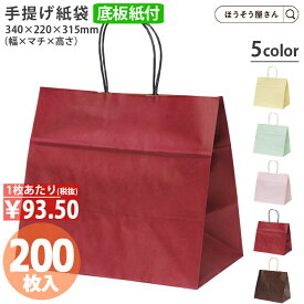 【当店限定★ポイント5倍】 紙袋 底ボール 花材 花用 ファンシーバッグ M 200枚 5色手提げ マチ広 仕出し お弁当 おしゃれ 収納 日本製 手提げ袋 シンプル 業務用 軽量 テイクアウト 持ち運び ギフト プレゼント イベント