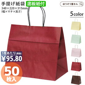 【当店限定★ポイント5倍】 紙袋 底ボール 花材 花用 ファンシーバッグ M 50枚 5色手提げ マチ広 仕出し お弁当 おしゃれ 収納 日本製 手提げ袋 シンプル 業務用 軽量 テイクアウト 持ち運び ギフト プレゼント イベント 入学 新学期