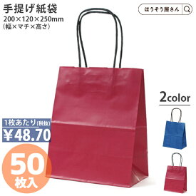 【当店限定★ポイント5倍】 紙袋 手提げ袋 手提袋 丸紐 カラー 自動手提袋 HV20 50枚 2色手提げ マチ広 仕出し お弁当 おしゃれ 収納 業務用 ワイン 小 茶 手提げ 日本製 高品質 紙袋 ギフト プレゼント イベント 入学 新学期