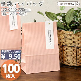 【当店限定★ポイント5倍】 紙袋 角底袋 ハイバッグ HS1 クリスタルピンク 100枚おしゃれ 収納 業務用 ワイン 小 茶 手提げ ラッピング ピンク 無地 ギフト プレゼント 贈り物 包装 クリスマス シンプル おしゃれ かわいい 小さい