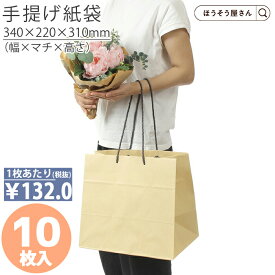 【当店限定★ポイント5倍】 紙袋 底ボール 花材 花用 手提袋 BS 10枚手提げ マチ広 仕出し お弁当 おしゃれ 収納 高品質 手提げ袋 シンプル 業務用 軽量 テイクアウト 持ち運び ギフト プレゼント イベント 入学 新学期 新シーズン