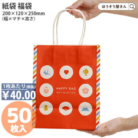 【当店限定★ポイント5倍】 紙袋 福袋 手提げ袋 手提袋 丸紐 HV20 ハッピーバッグ 寿 50枚ラッピング プレゼント ギフト 赤 白 だるま 富士山 鶴 福袋対象 お祝い 手提げ マチ広 おしゃれ 収納 業務用 ゲーム お土産 和風 洋