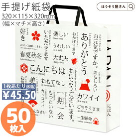 【当店限定★ポイント5倍】 紙袋 手提げ袋 手提袋 平紐 HX ジャパン 50枚手提げ マチ広 仕出し お弁当 おしゃれ 収納 業務用 ワイン 小 茶 手提げ 日本製 ギフト 軽い 安心 梱包 パッケージ