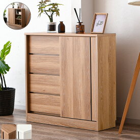 ［5％offクーポン ~12/15 00:00まで］カウンター下収納 奥行30 日本製 薄型 キャビネット サイドボード 食器棚 ハイタイプ おしゃれ 完成品 引き戸 スリム ホワイト 白