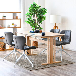 ダイニングテーブルセット 4人掛け 北欧 テーブル おしゃれ 食卓テーブルセット 木製 オーク 長方形 135cm 5点セット 回転チェア 昇降チェア ダイニングチェア 回転式 回転椅子