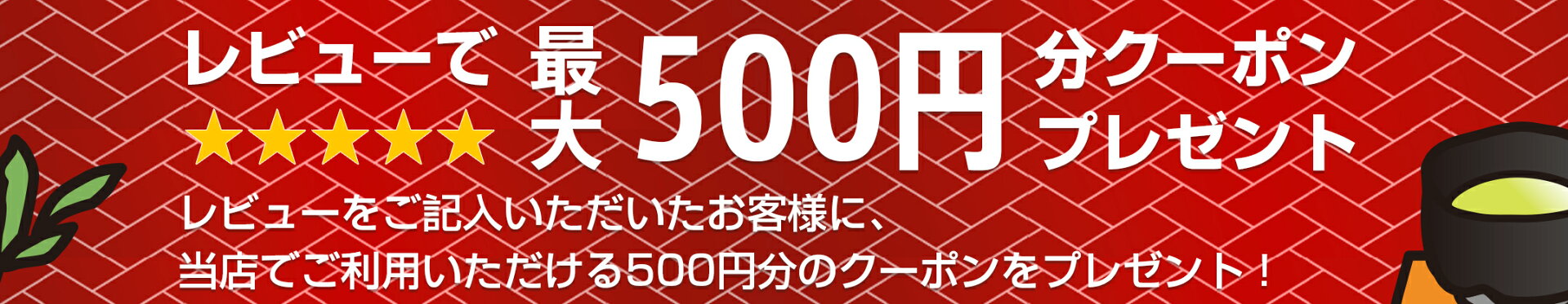 レビューで最大500円OFFクーポンプレゼント