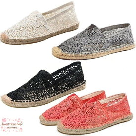 【楽天スーパーSALE】春夏スニーカー レディース エスパドリーユ スリッポン レース刺繍 ぺたんこ メッシュシューズ 通気性 カジュアル ローカット サンダル 履きやすい