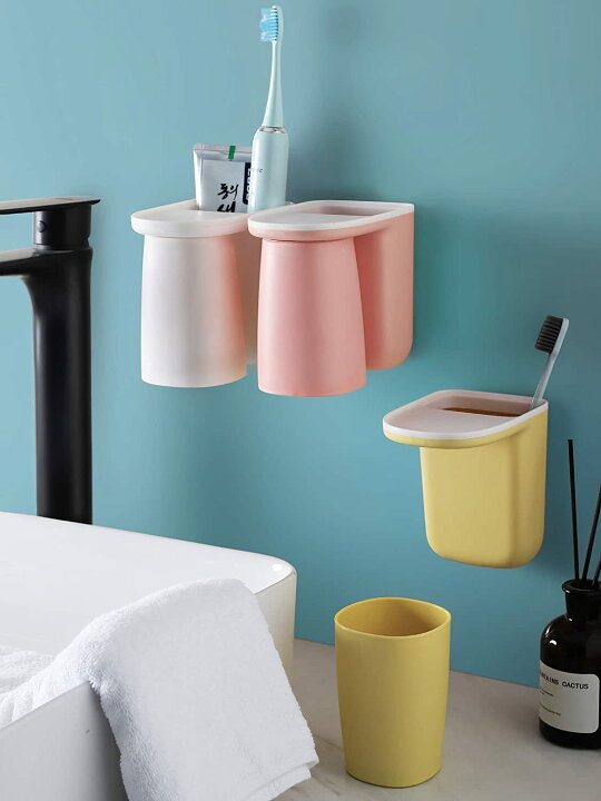 楽天市場 壁掛け式歯ブラシスタンド 歯ブラシホルダー 歯ブラシ立て マグネット付き 吊り下げコップ付き水垢防止 防塵衛生 おしゃれ ピンク 歯ブラシスタンド マグネット おしゃれ 歯ブラシ コップ スタンド 歯ブラシホルダー コップ Houwashop