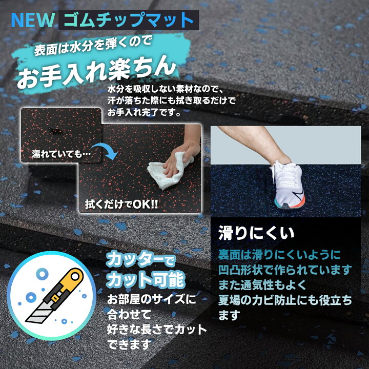 楽天市場】[40枚セット] ホームジム用ゴムマット ゴムマット ジム 