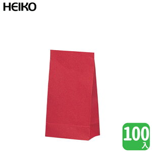 HEIKO 角底 紙袋 No.6【100枚】赤 無地15.0 x 28.0 cm、マチ 9.0 cm！定番のみさらし角底袋！お買い物袋に・プレゼントに！　様々な業種で使えます！