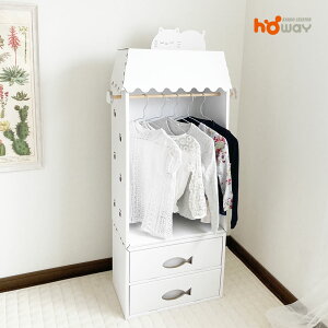 ネコ ハンガーラック チェスト セット ダンボール ダンボール家具 段ボール 収納 家具 段ボール家具 軽い 子供用 子供 キッズ 引き出し おしゃれ 洋服 子供服 ポールハンガー ハンガーポール