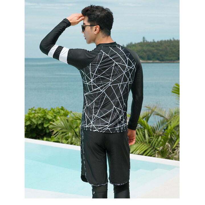 楽天市場 フィットネス水着 水着 メンズ ラッシュガード 上下セット 長袖 サーフパンツ フィットネス水着 おしゃれ 日焼け防止 スポーツ スイムウェア 練習用 競泳水着 海パンツ ジム 水泳 かっこいい 着脱簡単 ブランド 大人 水陸両用 フィットネス メンズ M L Ll