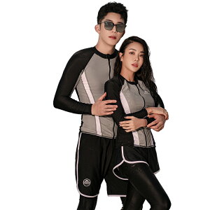 【OUTLET商品】≪7460円→5460円≫フィットネス水着 ペア カップル ウェットスーツ リーフ柄 水着 体型カバー レディース メンズ お揃い セットアップ ラッシュガード 長袖 競泳水着 練習用 大