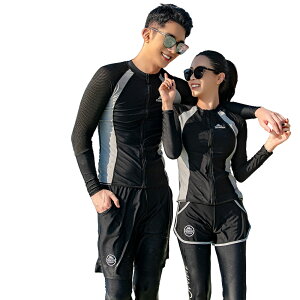 【OUTLET商品】≪7460円→5460円≫フィットネス水着 ペア カップル ウェットスーツ リーフ柄 水着 体型カバー レディース メンズ お揃い セットアップ ラッシュガード 長袖 競泳水着 練習用 大