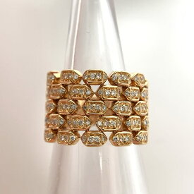 【中古】CHIMENTO キメント K18PG ピンクゴールド リング ダイヤモンド チェーン 幅広 指輪
