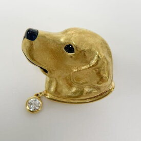 【中古】GIMEL 　ギメル オニキス サファイア0.322ct ダイヤ0.065ct 犬 ユニセックス K18YG ブローチ