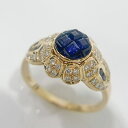 【中古】MOUAWAD モワード サファイア ダイヤ リング お花モチーフ K18YG イエローゴールド　750