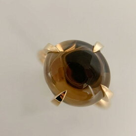 【中古】ポメラートPOMELLATO スモーキークォーツ 750 リング 18Kt PG