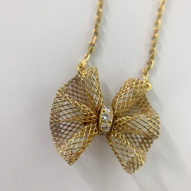 【中古】ヴァンクリーフ＆アーペルVan Cleef & Arpelsネックレス メッシュ ボウ リボン モチーフ ヴィンテージ レア ダイヤモンド K18YG